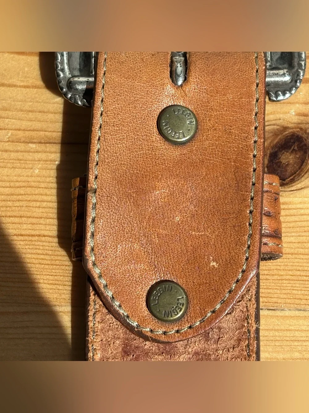 Vintage Leegin Leather Belt Mens Brown Tooled Buffalo Nickel Western Sz 40